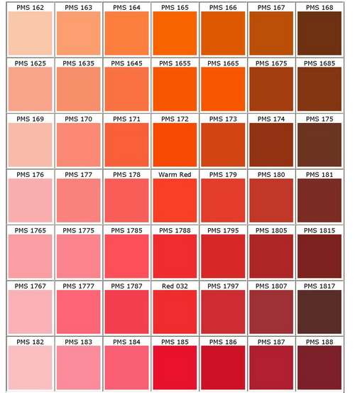Free Pantone Colour Chart