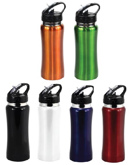 Promotional Stainless Steel Gym Bottle - Drinking Straw - 560ml Capacity