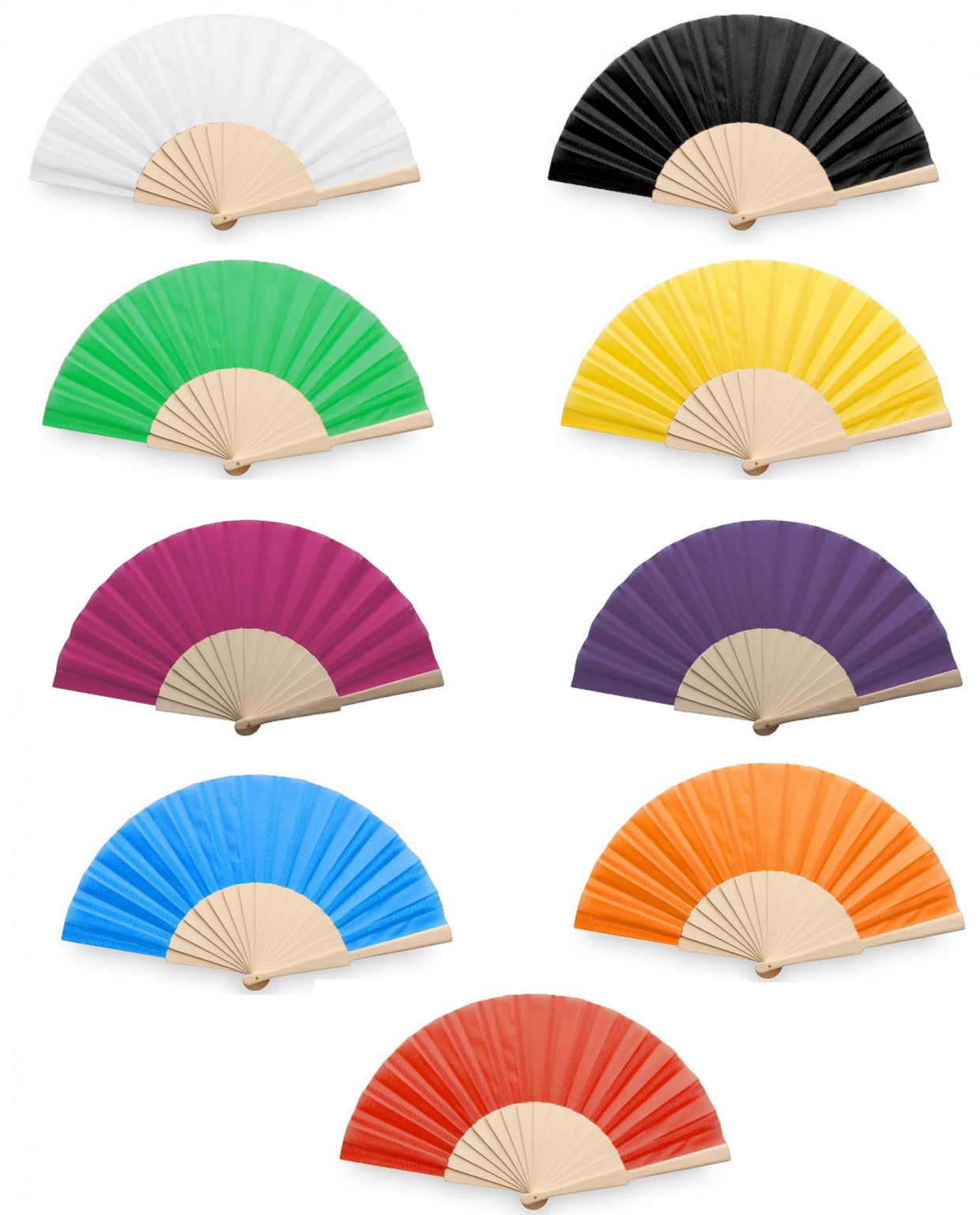 Promotional Fabric Fan with Bamboo Handle - Bongo